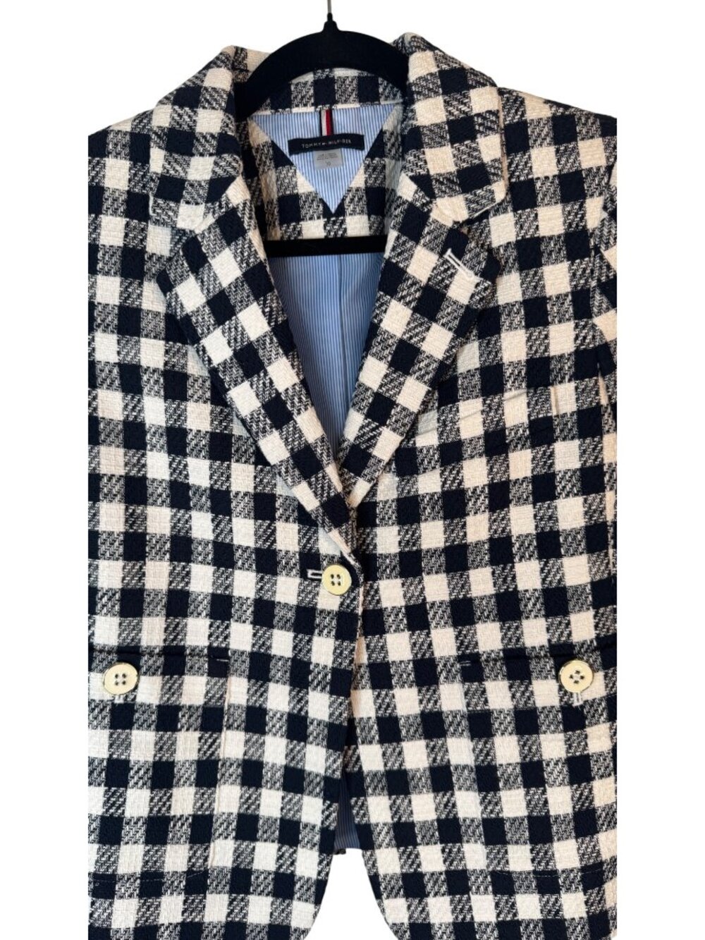 NWT Tommy Hilfiger Size 10 Navy & White Plaid Blazer Cotton-Polyester Blend - Picture 6 of 16